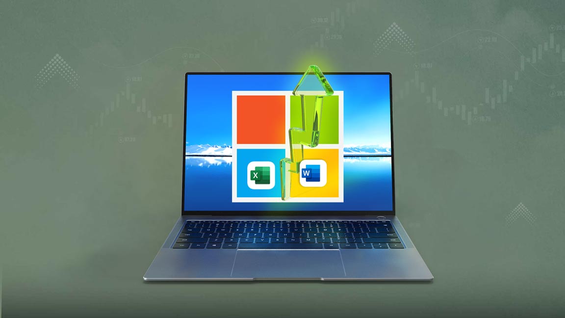 لابتوب بداخله شعار ورد واكسل